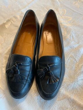 Ralph Lauren Navy Leather Tassel Loafers - Women's Slip-On Flats